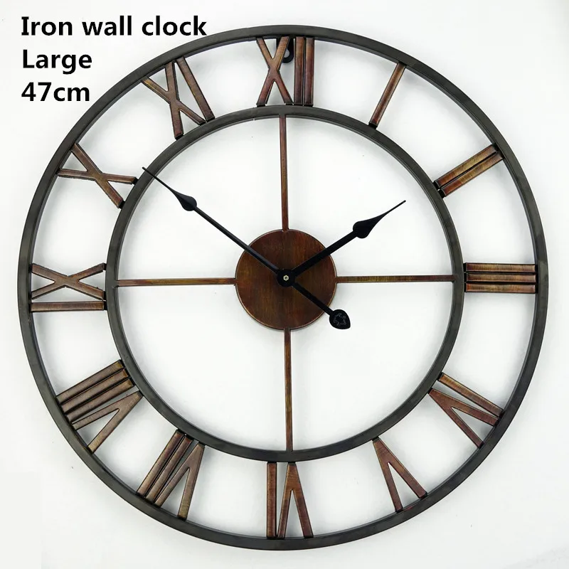 Free Shipping 18.5 Inch Oversized 3D Iron Decorative Wall Clock Retro