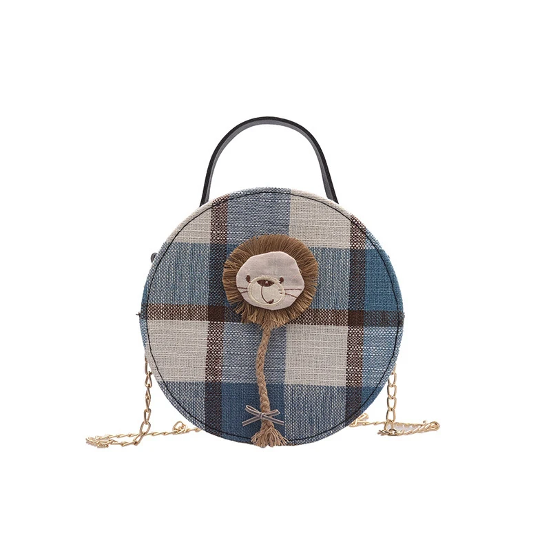 

2019 New Explosion Models Canvas Fashion Wild Round Bag Portable Chain Shoulder Diagonal Female Bag Circular Gg Single