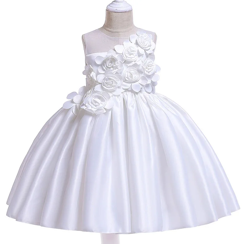 Праздничные платья принцессы с лепестками роз для девочек на свадьбу, день рождения, детская одежда для девочек, одежда для детей, костюм для малышей, L5068
