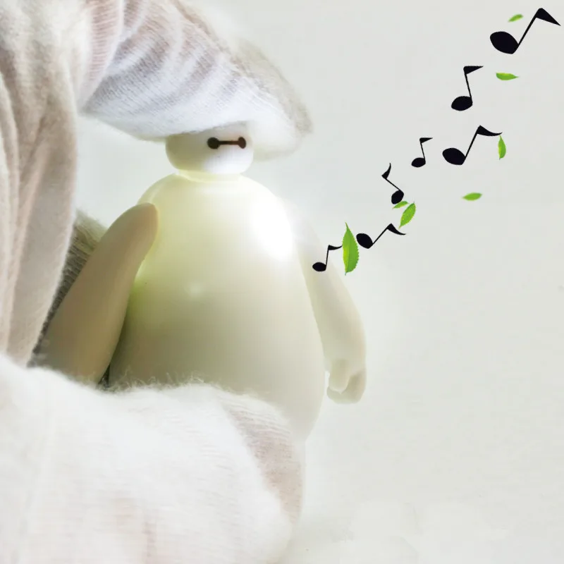 

Hot Sale White Baymax Action Figure Toy Cartoon Movie Robot Keychain With Flashlight and Sound Keyring For Bag Mobile Phone 2pcs
