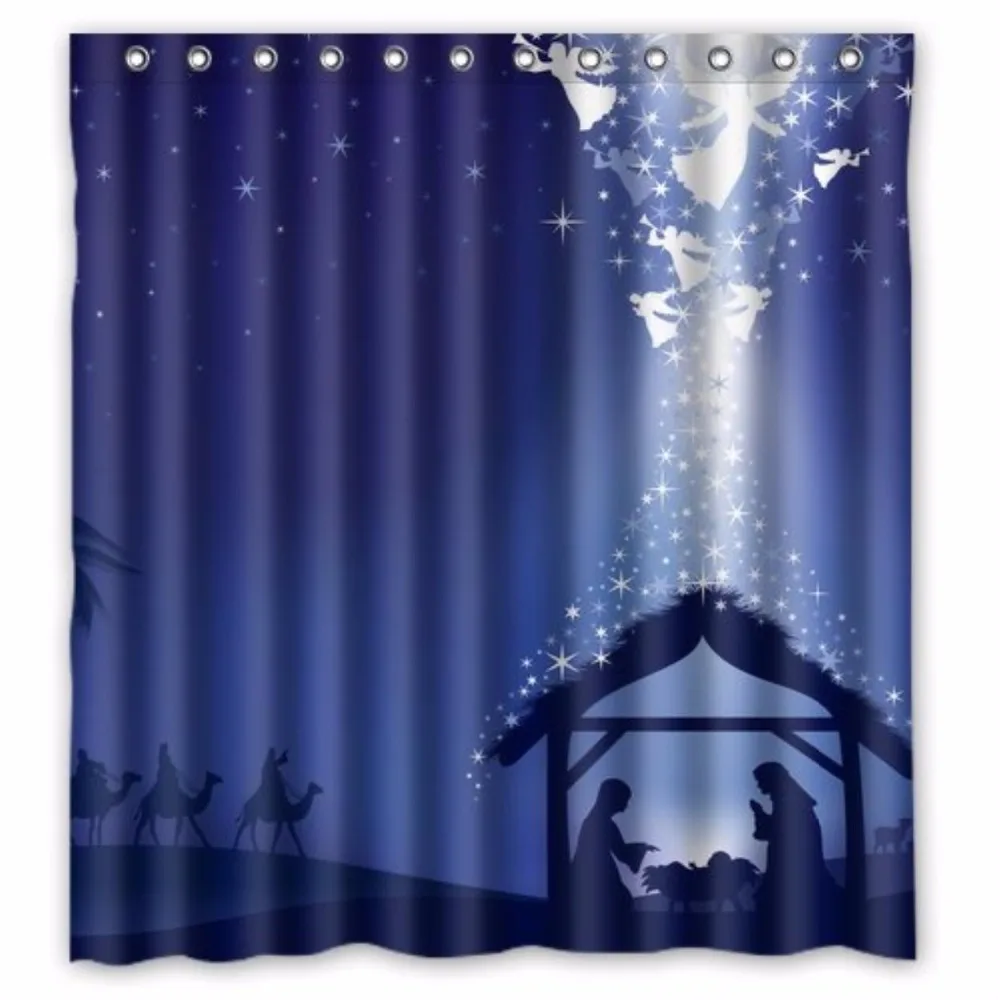 Christmas Nativity Custom Shower Curtain 100 Polyester Waterproof