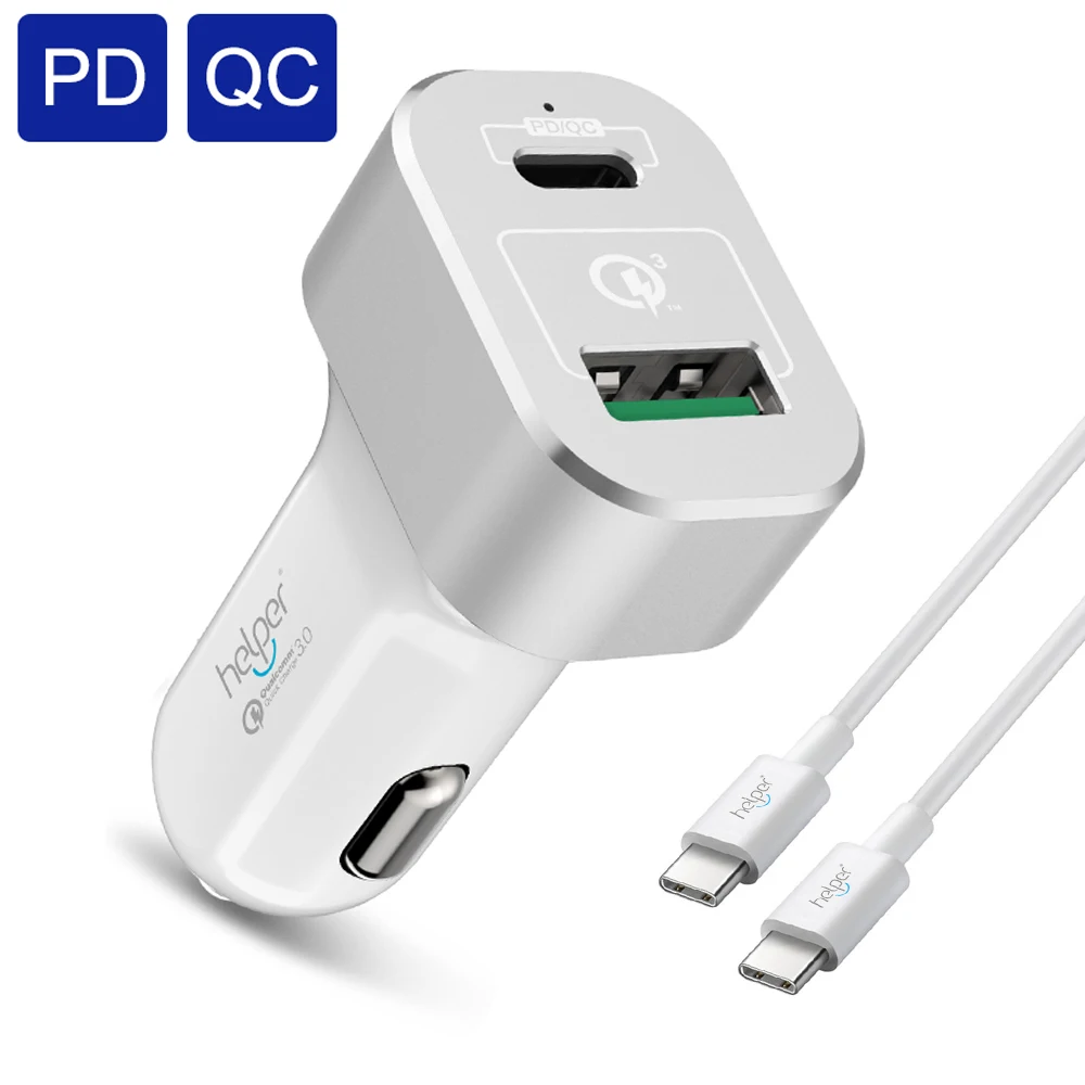PD nabíječka do auta Dual USB QC 3.0 rychlá nabíječka do auta s dodáním energie a rychlým nabíjením pro nový Macbook a další