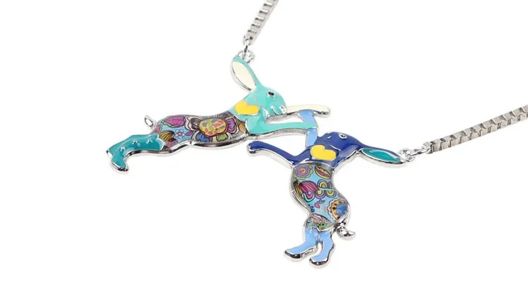 Bonsny Statement Metal Alloy Animal Rabbit Hares Choker Necklace Chain Collar Pendant 2016 Fashion New Enamel Jewelry Women 2 Bonsny Statement Metal Alloy Animal Rabbit Hares Choker Necklace Chain Collar Pendant 2016 Fashion New Enamel Jewelry Women 2