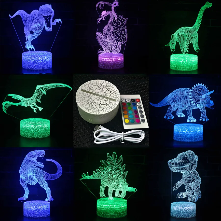 

Dinosaur World Night Light LED Lamp Dinosaur Tyrannosaurus Rex Triceratops Spinosaurus Item Shop Projection Lamp Christmas Gifts