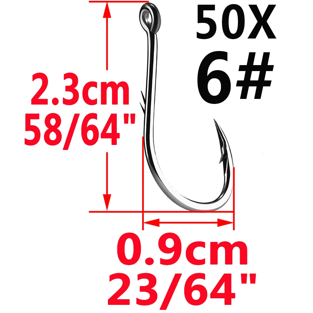 Simpleyi 50pcs Iseama Circle Carp Eyed Fishing Hook Size 12 9 6 4 1 1/0 2/0 3/0 4/0 5/0 Ring eye Japan Fishhook