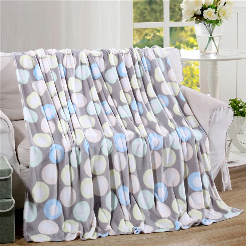 1pc Lovely Grey+Color Foam Pattern Soft Plush Fleece Blanket Super Soft Thicker Blankets On Sofa