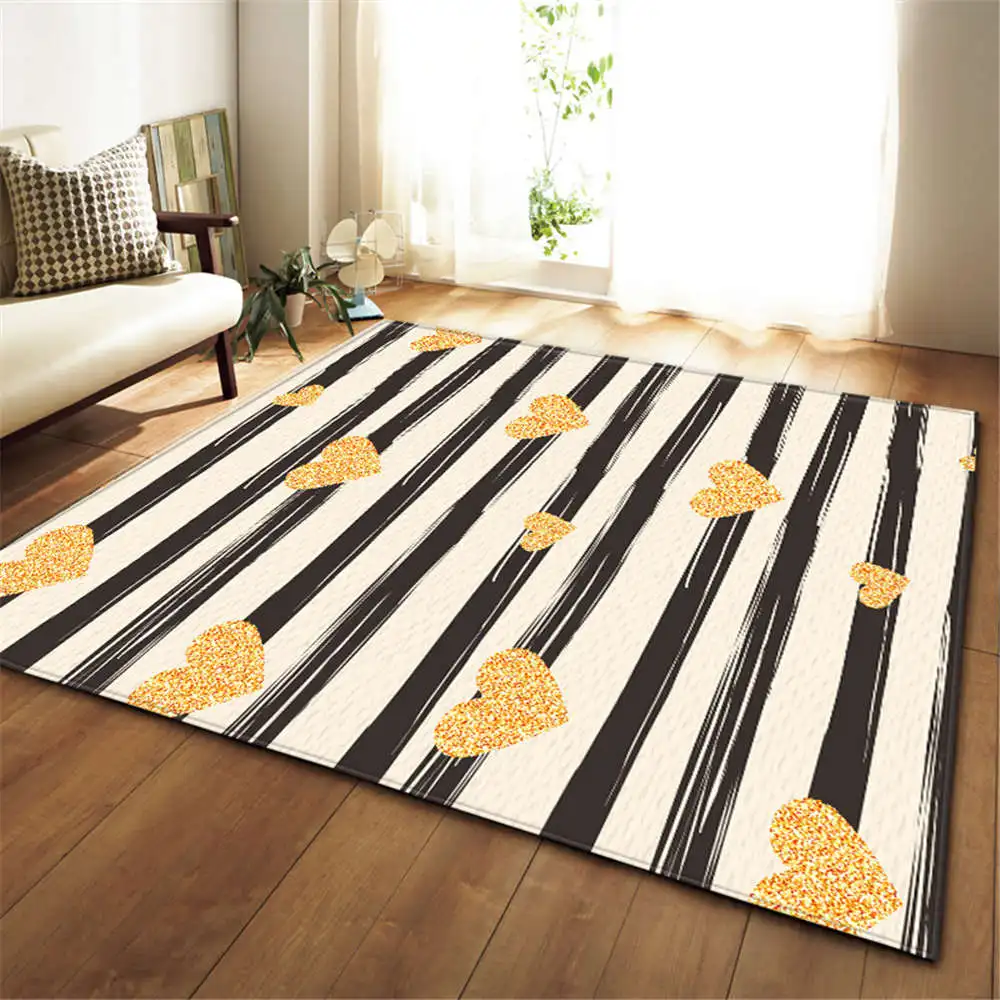 

Nordic Stripe Love Hearts Living Room Carpets Kids Room Decor Baby Play Mat Soft Flannel Memory Foam Tea Table Area Rugs Carpet