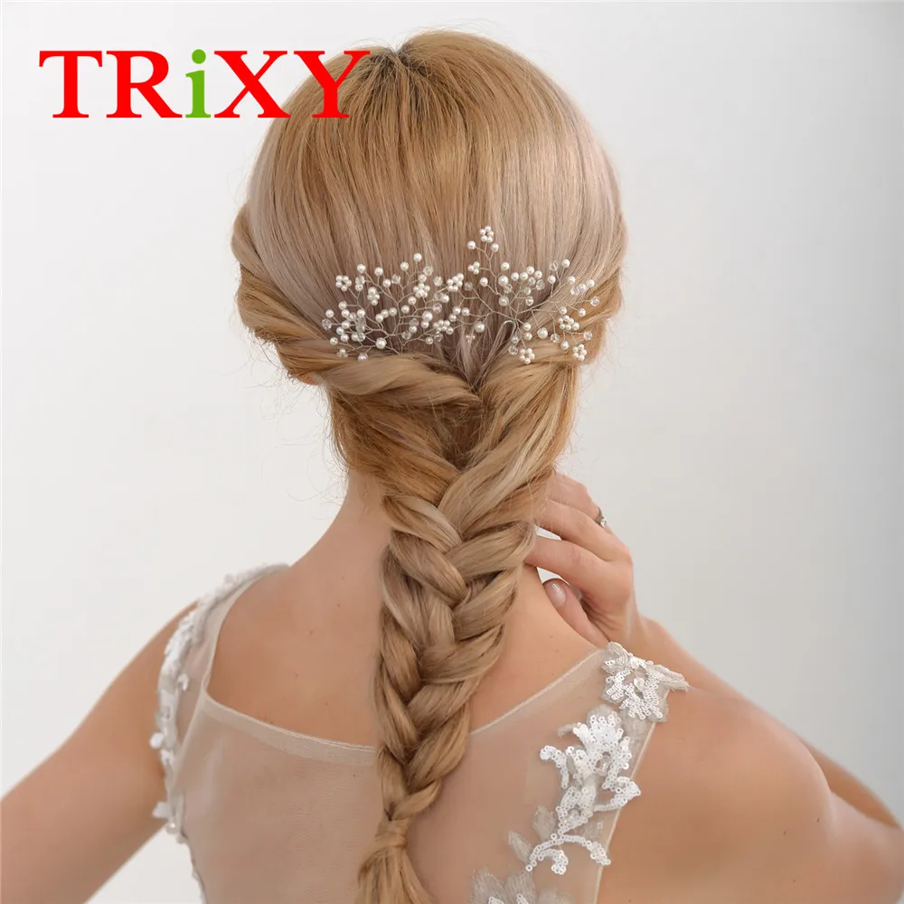 

TRiXY H40-S A Set of Pearls Bridal Accessories with Flora Style Pearls Beaded Bridal Comb for Wedding and Party Fast Delivery
