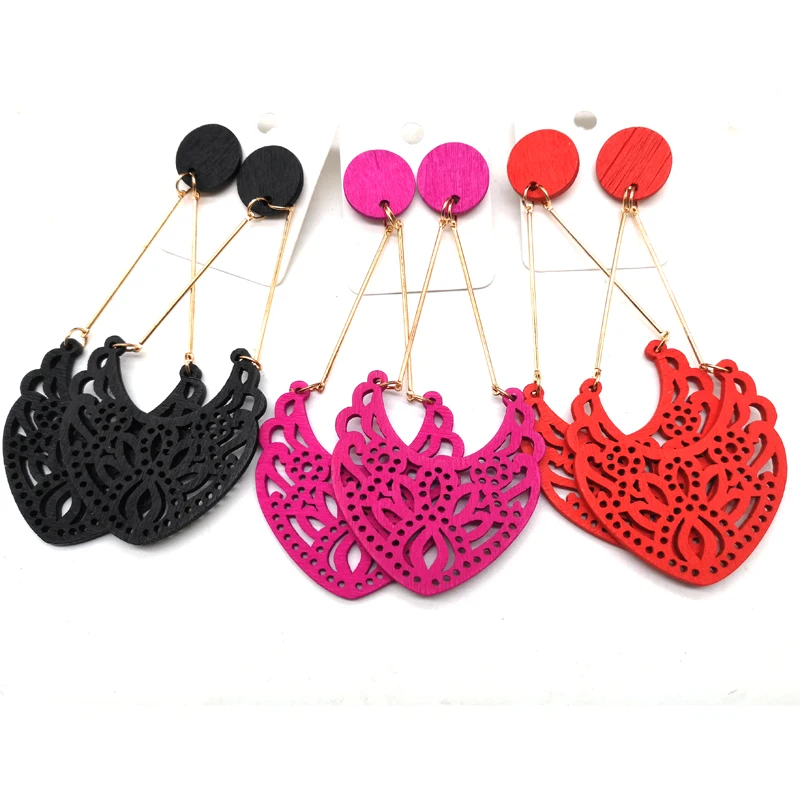 

2019 Newest Drop Wooden Earrings can mixed 6 colors