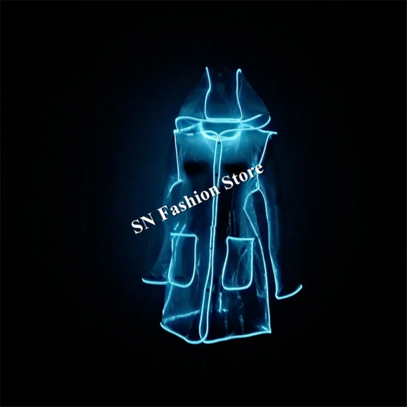 Compare QZ09 EL coldwires women coat dresses led light costumes luminous raincoat glowing dancer model wears led clothes bar dj suit led
