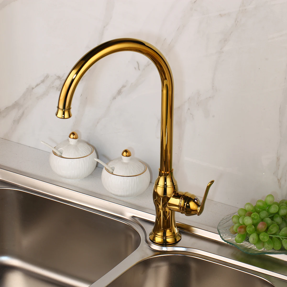  KEMAIDI Luxury Gold Kitchen Faucet Gold Brass for Cold and Hot Mixer Tap Sink Faucet Vegetable Wash - 32964354912