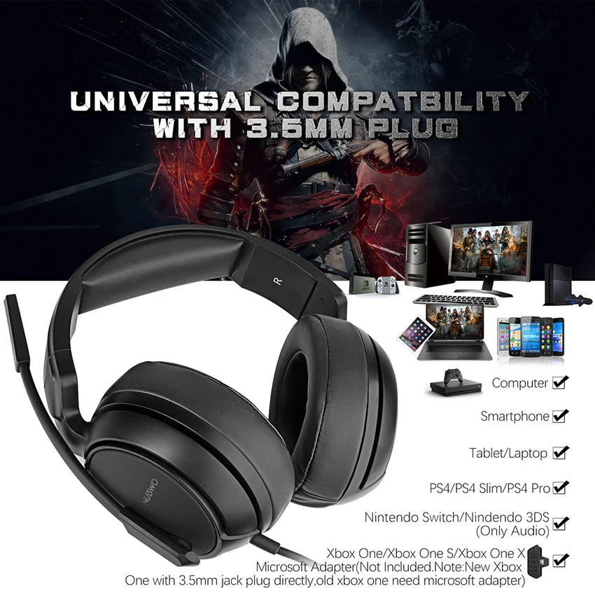 NUBWO N12 PS4 игровая гарнитура лучшие PC Gamer casque Стерео Игровые наушники с микрофоном для нового Xbox One/ноутбука/nintendo Switch