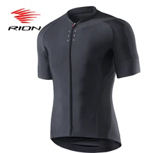 RION Cycling Men’s Bike Black Reflective Jerseys Short Sleeves Summer Motocross Mountain Bike Downhill Racing Road Bicycle Tops