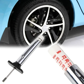 

QILEJVS Vehicle Motor Tyre Rubber Tread Depth Gauge Metric Standard Measure Tester Wear