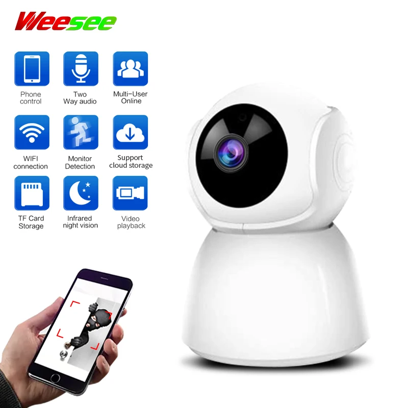 Weesee H.265 V380 2MP 1080P P2P Двусторонняя аудио облако детский Робот мини PTZ беспроводная