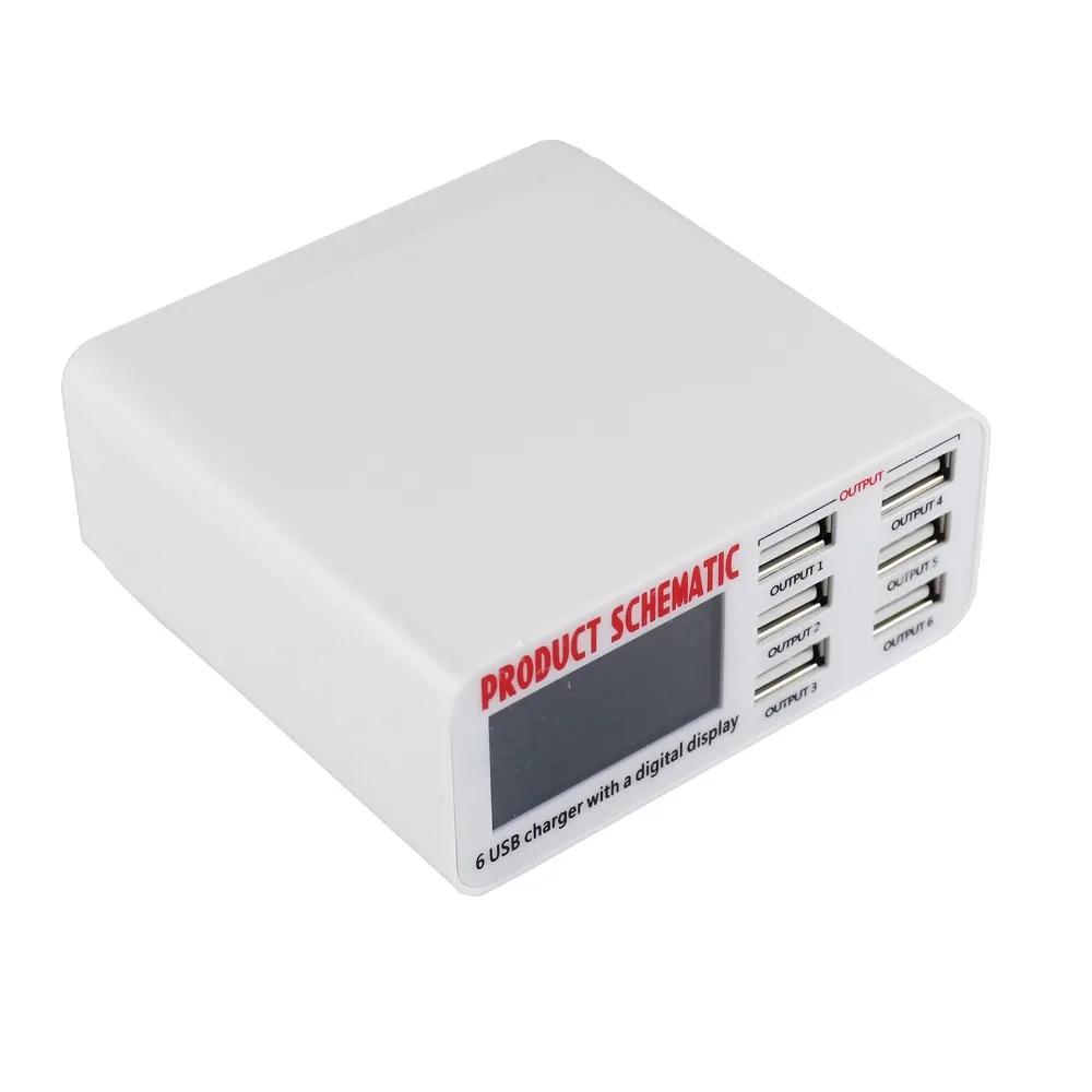 Digital Display 6 Port USB Charger Fast Smart Charging Station for Smart Phone Tablet PC Digital