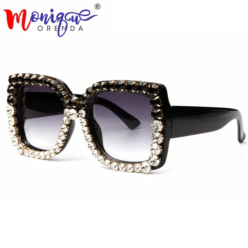 Летние Солнцезащитные очки женские брендовые дизайнерские ретро солнцезащитные очки со стразами роскошные винтажные негабаритные Модные оттенки женские Oculos