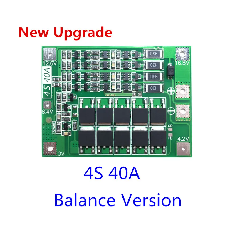 4S 40A литий-ионная батарея 18650 зарядное устройство PCB плата защиты BMS с балансом для бурильного двигателя 14,8 в 16,8 в Lipo модуль