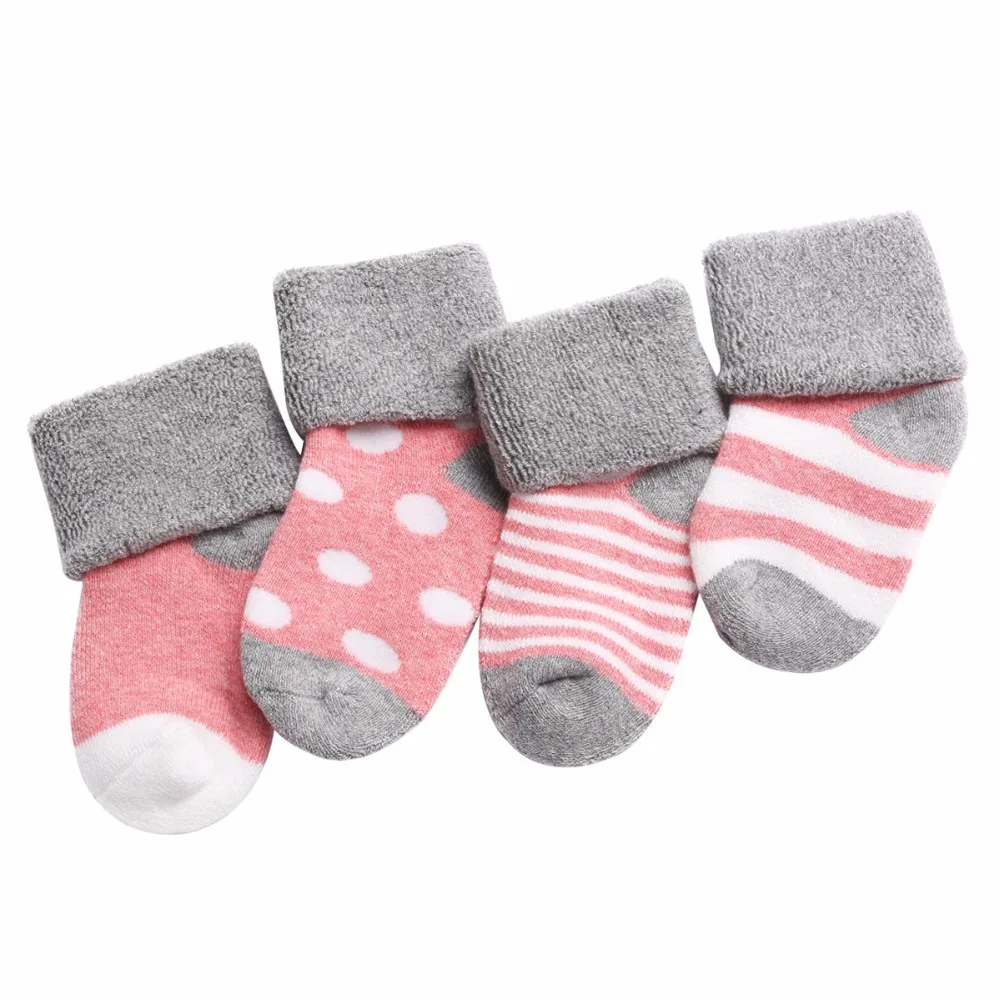 Winter Warm Props Calcetines Bebe Cotton Striped Baby Girls Socks,Party Kids Baby Sokken Knitted