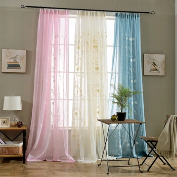 

New Upscale Tulle Curtains Korean Exquisite Small Yellow Flower Embroidery Voile Curtains Bedroom Sheer Curtains for Living Room