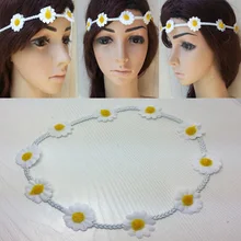 2017 summer 12pcs women girl’s beautiful hair accessory vintage style hairwear white daisy flower braid elastic headband