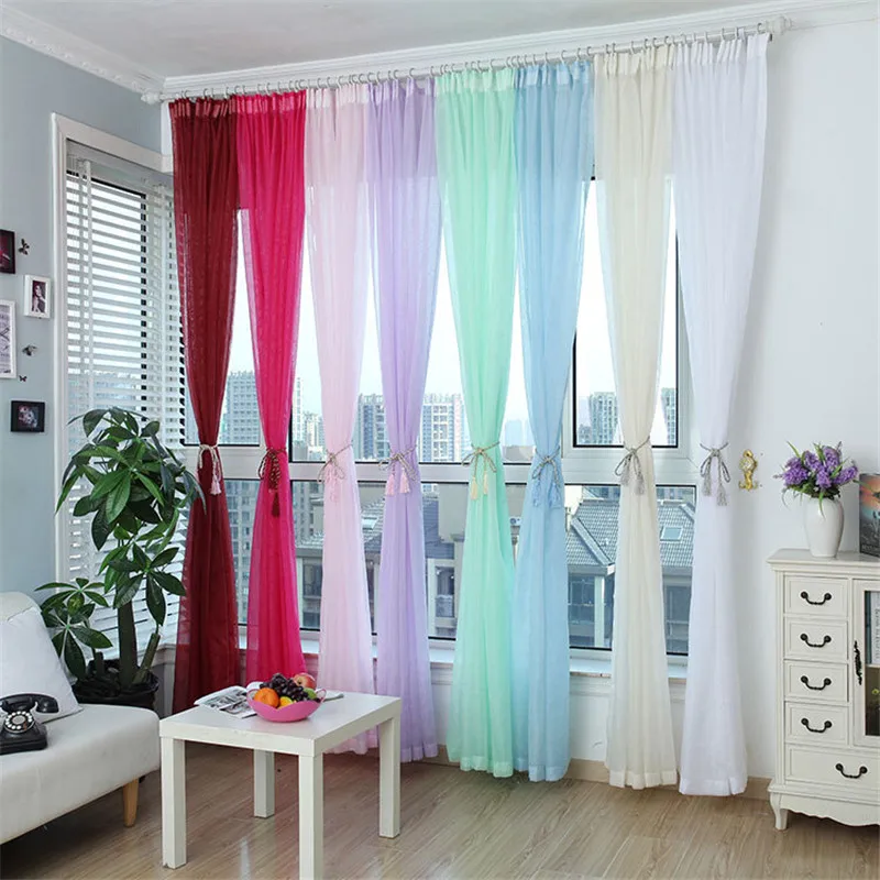 

1 panel Terylene Tulle Window Screening Blinds Sheer Voile Gauze Curtain for Cafe Kitchen Living Room Balcony Translucidus Decor