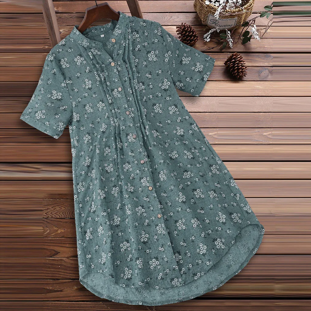 Женские топы и блузки размера плюс 5XL, винтажный цветочный принт, длинная рубашка с длинным рукавом, женские летние топы, одежда