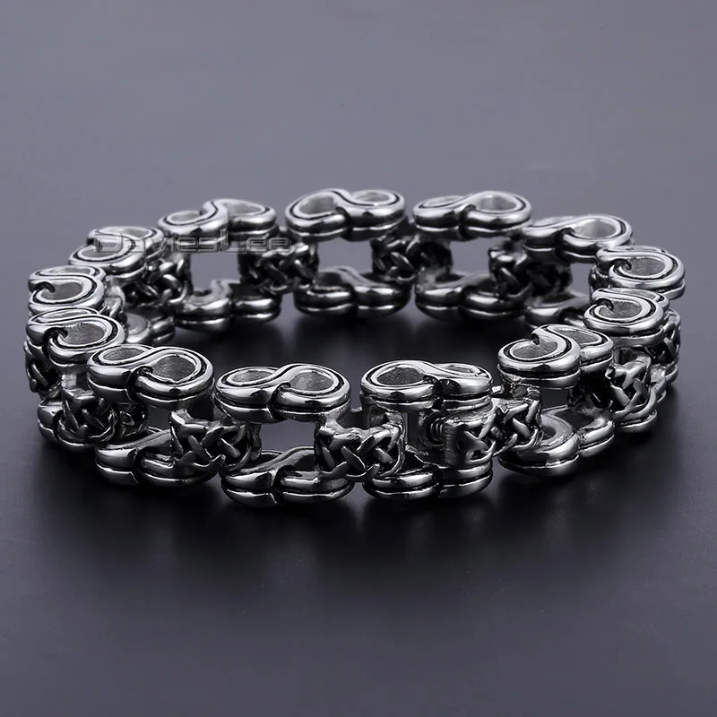 

Davieslee Biker Motorcycle Knot Link 316L Stainless Steel Bracelet Mens Boys Chain DLHB427