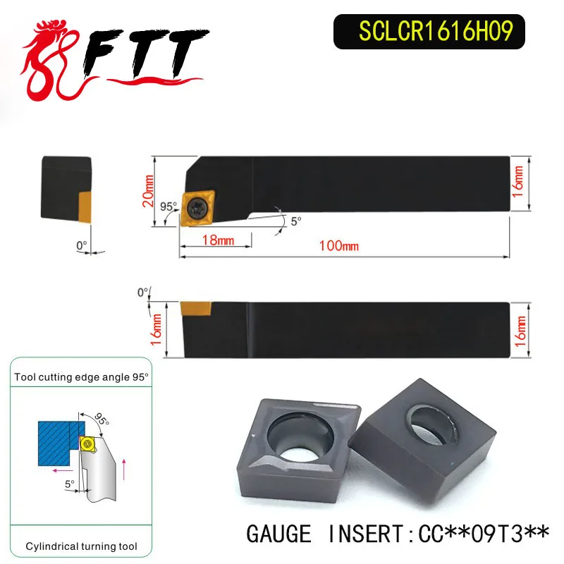 

SCLCR1616H09 95 Degrees External Turning Tool Holder For CCMT09T304 CCMT09T308 Used on CNC Lathe Machine