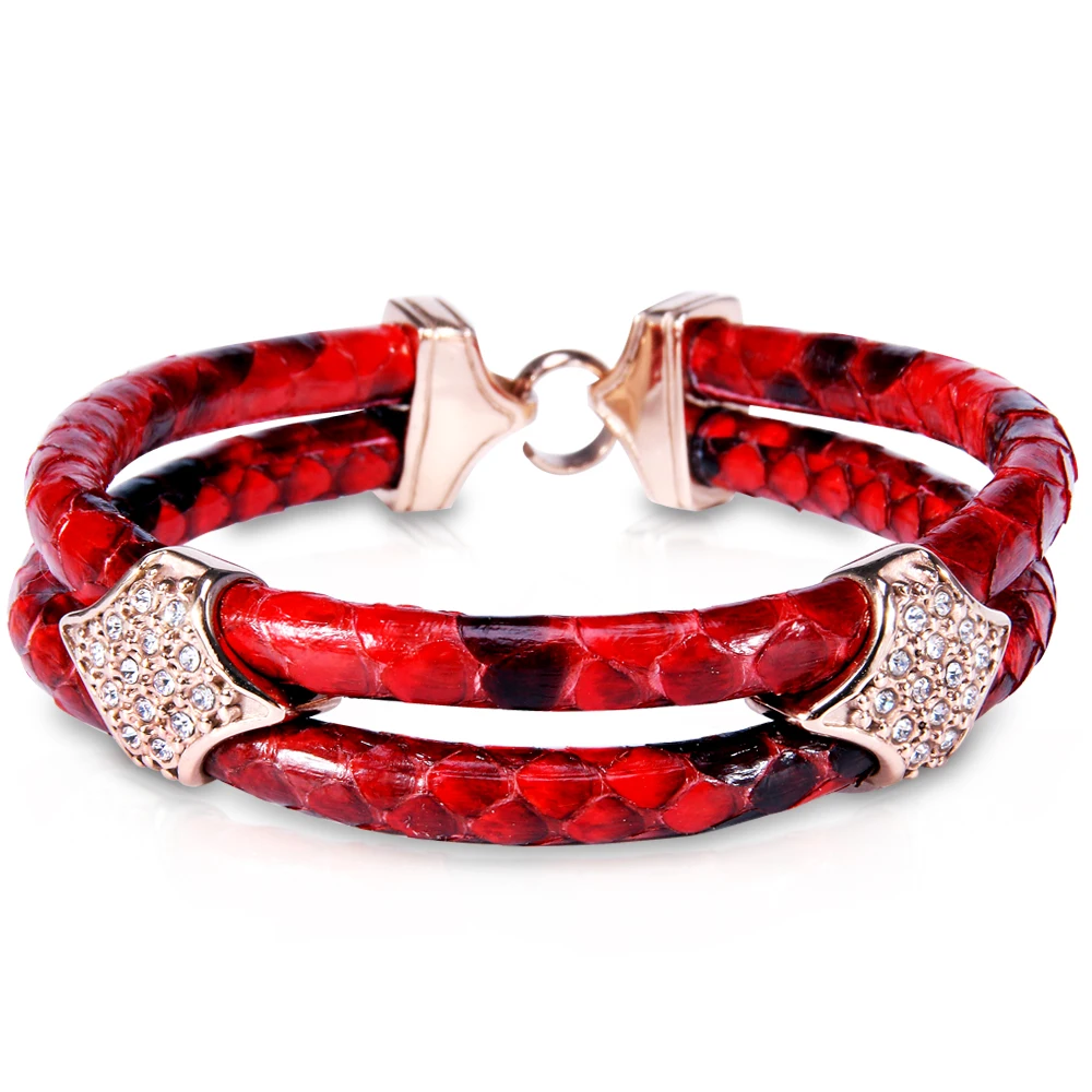 5mm Leather Bracelet Red Python Handmade For Watch 5mm Leather Bracelet Red Python Handmade For Watch High End Luxury Men Has Gift Box Whole In Charm Bracelets From Jewelry