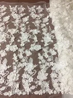 Nigerian Wedding Lace Materials Net Lace Fabric 3d flower High Quality Z-han5716 African Lace Fabric with beads