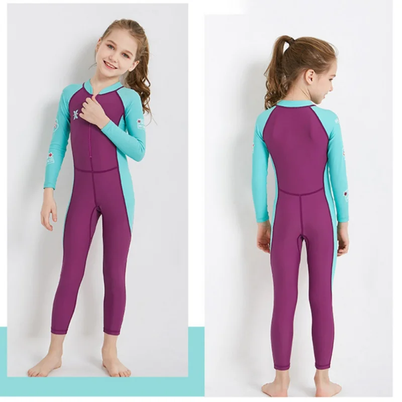 Детский костюм для дайвинга, 2,5 мм, неопреновый костюм для дайвинга, теплый Цельный купальник с длинными рукавами и защитой от ультрафиолетового излучения для мальчиков