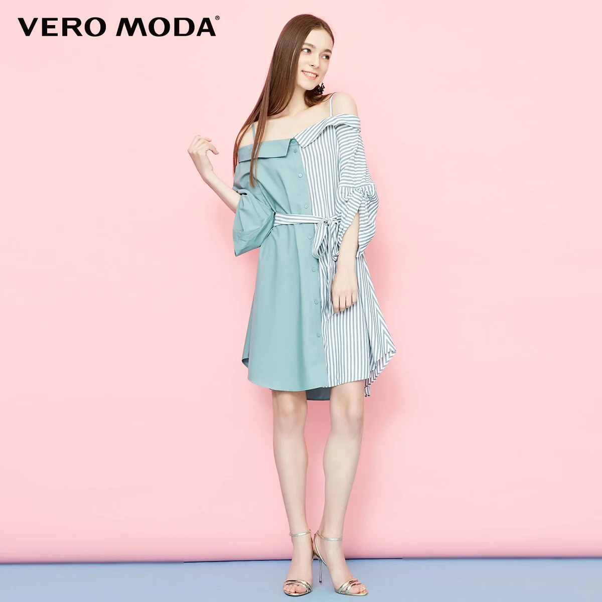 Vero Moda летнее платье в полоску с длинным рукавом | 318331521|