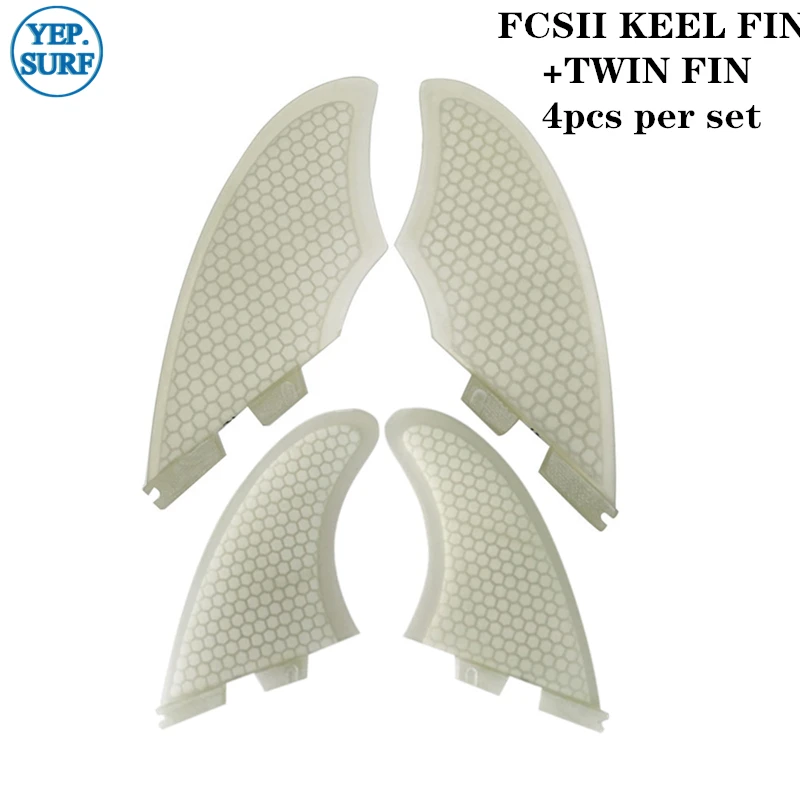 

Surf FCS2 TWIN FIN with Keel Fin surfboard FCSII fins White color Surfboard fins
