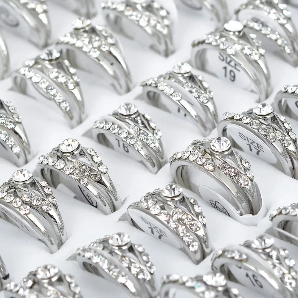 10 пар Пара Кольца для мужчин и женщин сплав Полые кристаллы открытие регулируемые обручальные свадебные оптовые ювелирные изделия