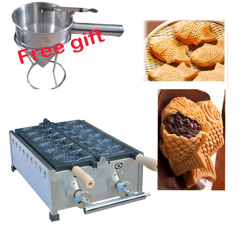 

Free shipping gas type 6 pcs Taiyaki Machine Fish Waffle Machine