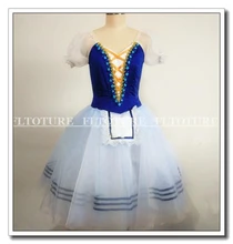 Adult Ballet Dresses Romantic Long Skirt Girls White Soft Tulle Child Size Available Dark Blue Color Spandex Fabric SB0202