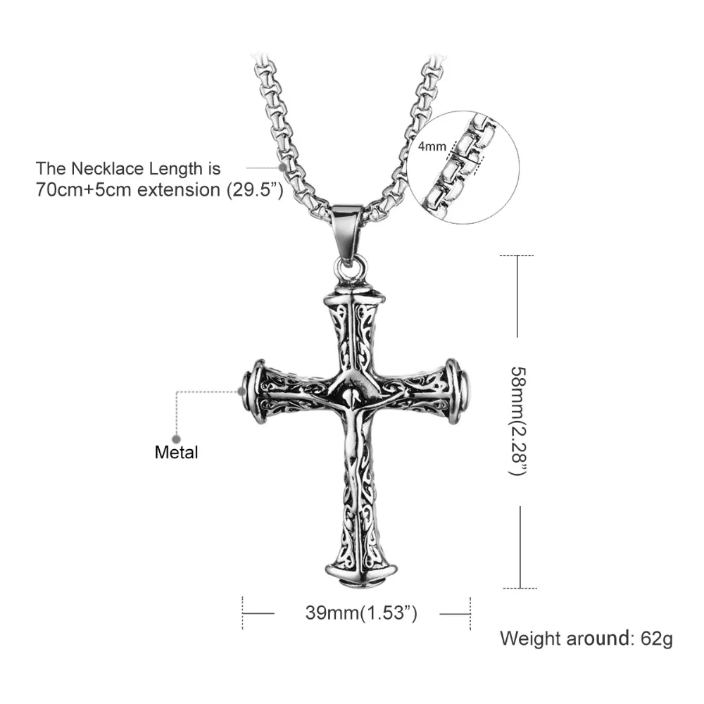 Цвет: старое серебро металлический крест подвески с узором ожерелья для мужчин звено цепи Иисуса распятие состояние мужчин t Религиозные ювелирные изделия NC074