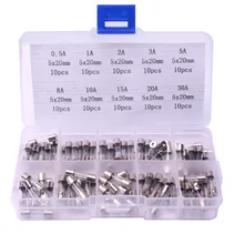 Glyduino 100 шт./лот Стекло плавкая вставка быстро-Break Тип 10 видов 250 V 5*20 мм 0,5 на возраст 1, 2, 3, 5, 8 10 15 20 30A со смешанными посылка коробка
