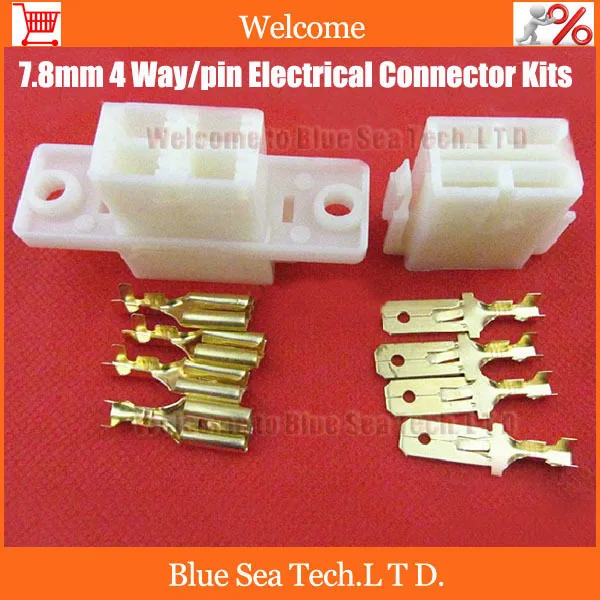 10 sets total 100pcs 7.8mm 4 Way/pin Electrical Connector Kits car