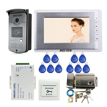 

FREE SHIPPING Wired 7" Color Screen Monitor Video Door Phone Intercom System Outdoor RFID Door Camera + Electric Mechanical Lock