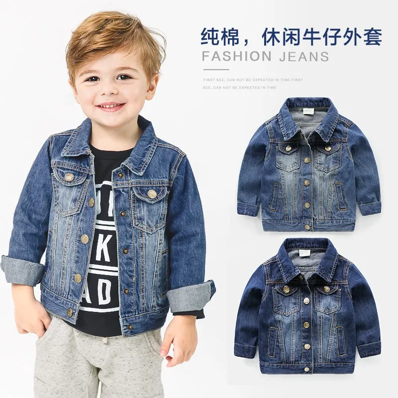 

Spring Autumn Jackets for Boy Coat Bomber Jacket Blue Denim Boy's Windbreaker Jacket Full Sleeves Kids Children Clothes Outwear