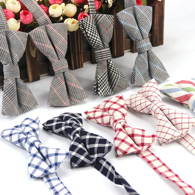 

Classic Plaids Checks Striped Men's Cotton Bow Ties AdjustableTuxedo Necktie Bowtie Prom Holiday Wedding Party Gift Accessories