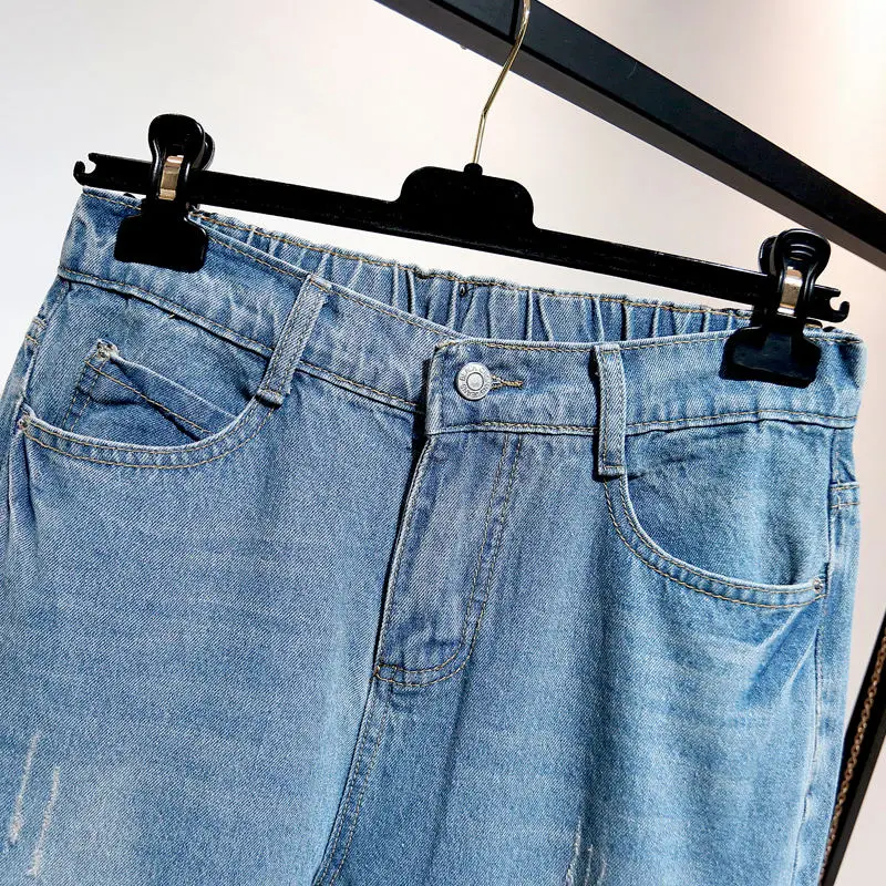 Vintage Jeans Women With High Waist Harem Pants Elastic Plus Size 5XL Jeans Boyfriends Casual Streetwear Mom Jeans Femme Q1171
