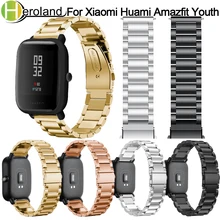20 мм браслет на запястье для Amazfit стальной ремень ремешок для Xiaomi Huami Amazfit Bip Молодежные умные часы металлический ремешок из нержавеющей стали
