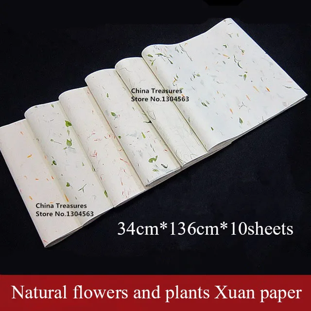 

34cm*136cm*10sheets,Chinese Rice Paper Calligraphy Painting Drawing Paper Natural Flower and Plant Fiber Paper Yunlong Pi Zhi