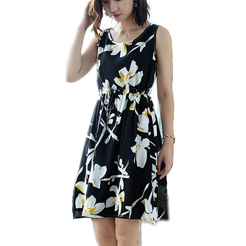 

Vintage Floral Print Dresses 2019 Summer Women Dresses Sleeveless Bohemian Dress Girl Beach Boho Female Elegant SunDress Vestido