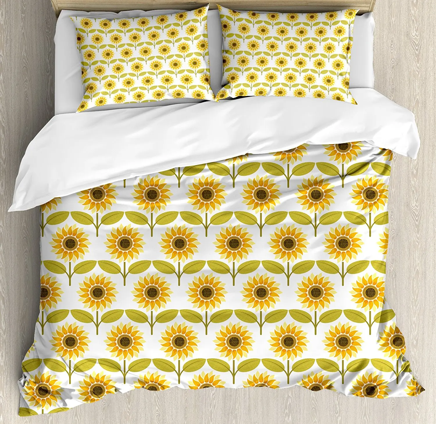 Sunflower Duvet Cover Set Sunflowers Pattern Autumn Season Country