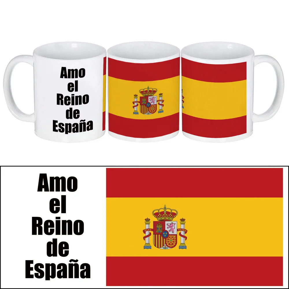 Spain National Flag Cup, I love the kingdom of Spain Coffee Mug Gift for Kids Friends Colleagues Parents, also Other Countries - Цвет: Spain