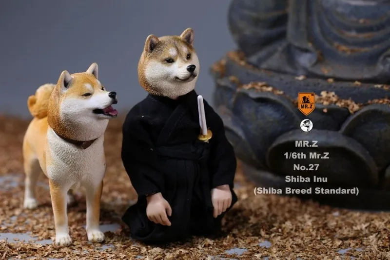 

1/6 Scale Working Dog Model Japanese Shiba Inu with Two Replaceable Heads Collar Pulling Rope for 12 inches Action Figure Access